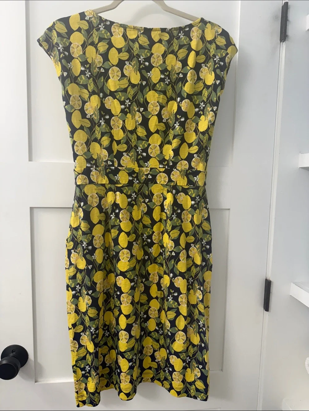 Boden Jersey Dress in Navy and Yellow Lemon Print - Picture 5 of 10
